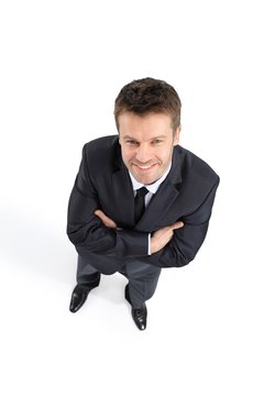 view from the top. successful businessman looking at the camera