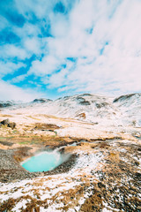 A landscape and geysir un iceland