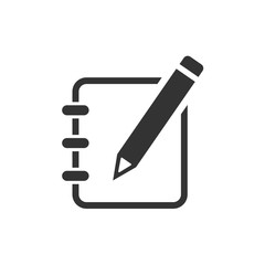 Notepad edit document with pencil icon. Vector illustration. Business concept note edit pictogram.