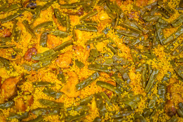 Paella. Spanish food. Yellow rice with chicken