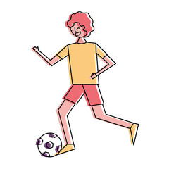young man running with soccer ball vector illustration