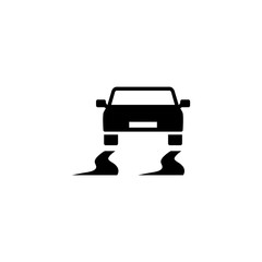 Slippery Road. Flat Vector Icon. Simple black symbol on white background