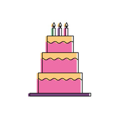 sweet birthday cake with candles decoration vector illustration