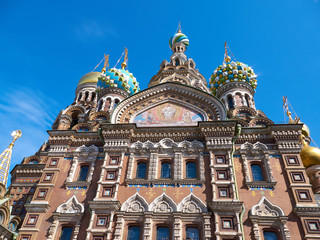 Fototapeta na wymiar Church of Our Savior on the Spilled Blood close-up. Saint Petersburg, Russia