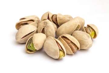 pistachio nuts on white background