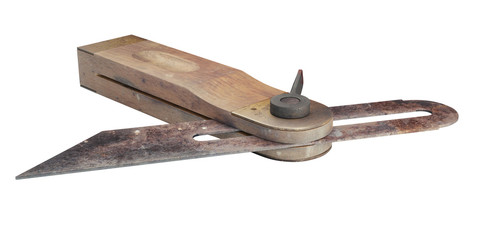 3D illustration of a Grungy Sliding Bevel Gauge, perspective view on a white background