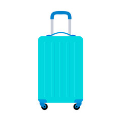 A flat blue suitcase, on a white background. Vector icon.