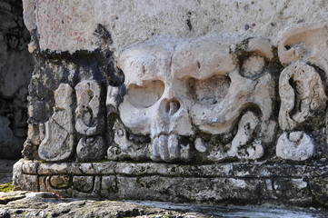 Skull at Palenque, Yucatán, Mexico.