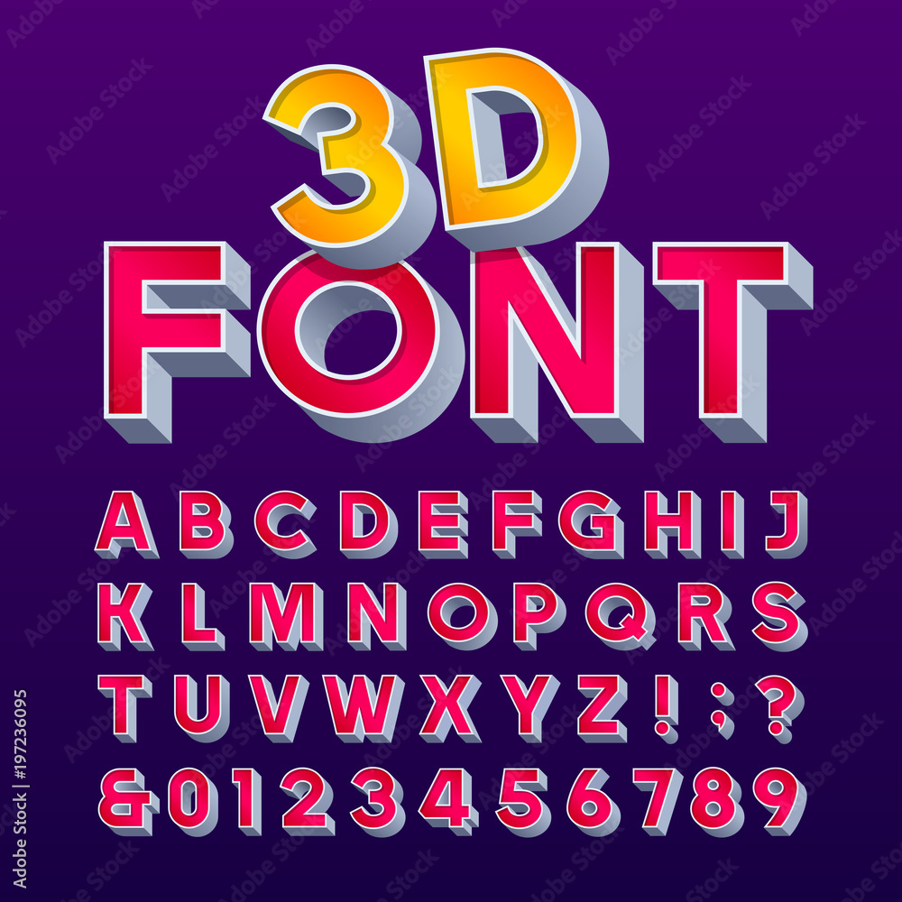 Fototapete 3d retro sign alphabet. letters and numbers. signboard font. stock vector typeface for any typograph