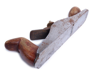 Antique plane for carpentry on a white background