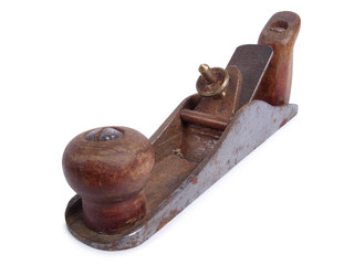 Antique plane for carpentry on a white background