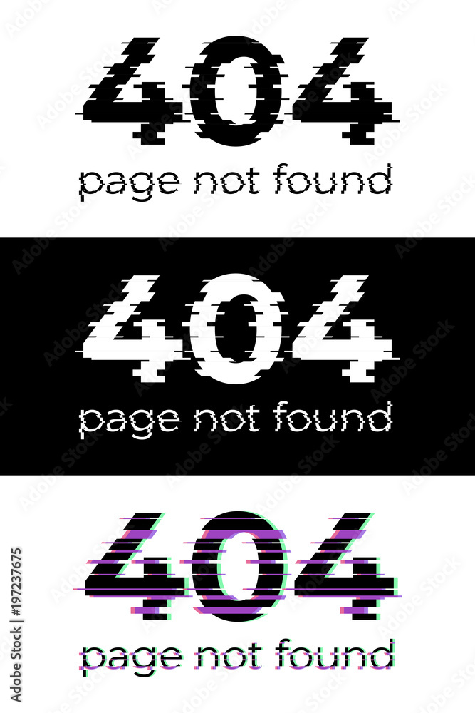 Poster 404 page not found concept set. vector design elements.