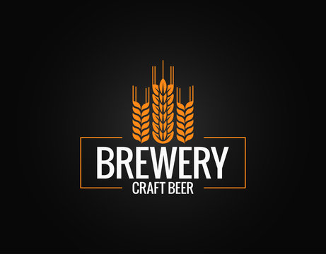 Beer logo design. Brewery label on black background