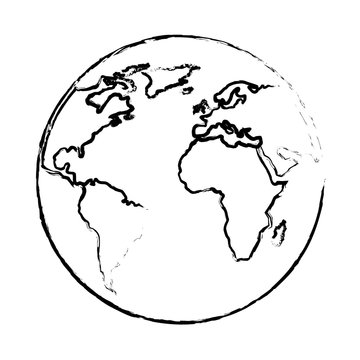 globe world planet map earth image vector illustration sketch design