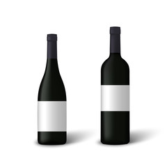 Realistic wine bottles isolated on white background. Vector illustration