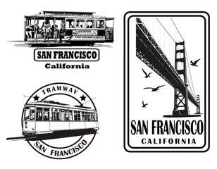 Poster Set zeer gedetailleerde logo& 39 s over San Francisco © Isaxar