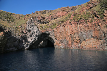 Fototapeta na wymiar The Aeolian archipelago (UNESCO list), Italy. Picturesque cliffs of Lipari Island