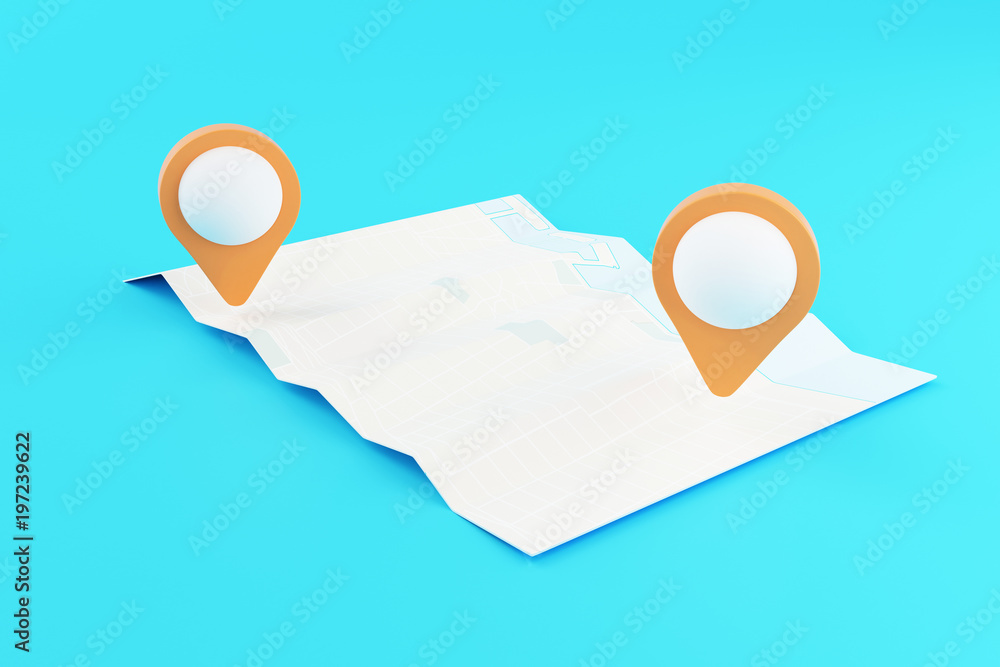 Poster 3d map with gps pointers