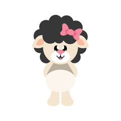 cartoon cute sheep girl black with bow