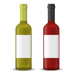 Realistic Detailed 3d Wine Bottles Set. Vector