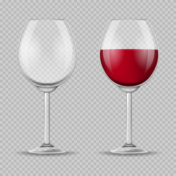 Realistic Detailed 3d Wine Glass Set. Vector