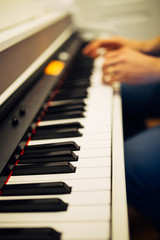 Fototapeta premium Artist playing the synthesizer keyboard