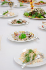 Catering food at table at catering buffet