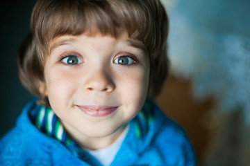 little boy face, fun, close up