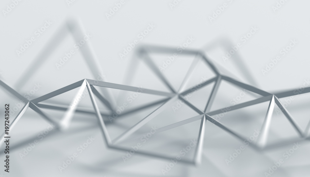 Poster abstract 3d rendering of triangulated surface. modern background. futuristic polygonal shape. low po