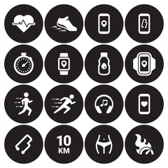 Jogging, running people icons set
