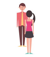 couple standing looking at each other vector illustration