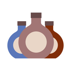 three round bottle liquor beverage vector illustration