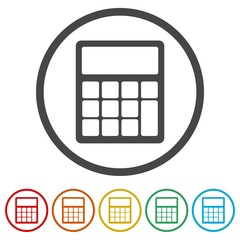 Calculator icon, vector illustration, 6 Colors Included