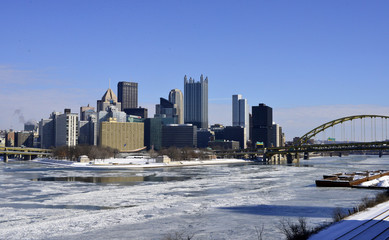 Frozen river Pittsburgh