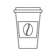 disposable coffee cup icon with coffee bean takeaway vector illustration outline design