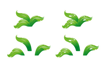 Tropical plants Set, Palm leaves, bushes. Exotic Jungle flora Icon collection. Cartoon elements for the design of game locations, summer illustrations, animation, landscapes, map. Isolated vector