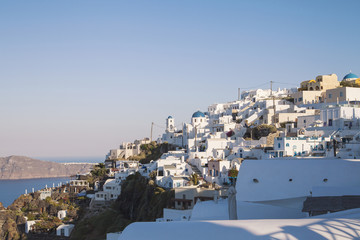 Obraz premium Santorini, white architecture sea view in Greece,Imirovigli.