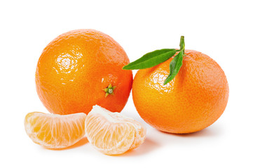 Tangerines or clementines isolated on white background