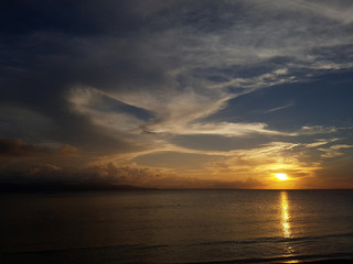 Picture of sky and sea coast at sunset