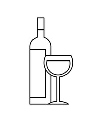 bottle liquor and wine cup image vector illustration outline design