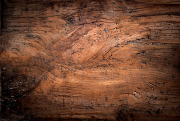 Brown wood texture background surface with old natural wooden pattern.  Rustic timber  table top view.