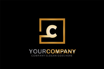 C Logo Design Golden Concept