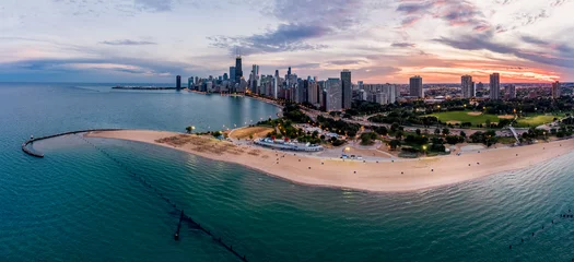 Fotobehang Beach life in Chicago © Drone Dood