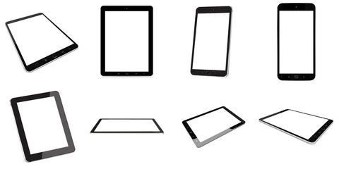 Modern digital silver digital tablet collection 3D rendering