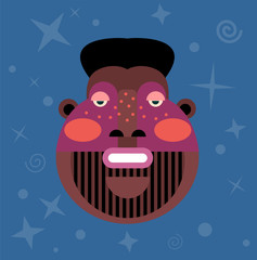 Fantastic man portrait with beard. Vector avatar