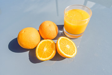 background with cut oranges