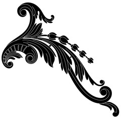 Vintage baroque ornament, corner. Retro pattern antique style acanthus. Decorative design element filigree calligraphy vector. - stock vector