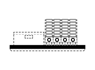 office shelf carton box and folder files vector illustration dotted line design