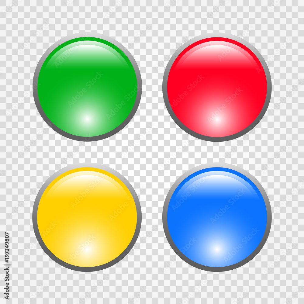 Aufkleber round glossy buttons. four color web buttons. vector illustration