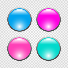 Set of 3d round web buttons. Vector illustration